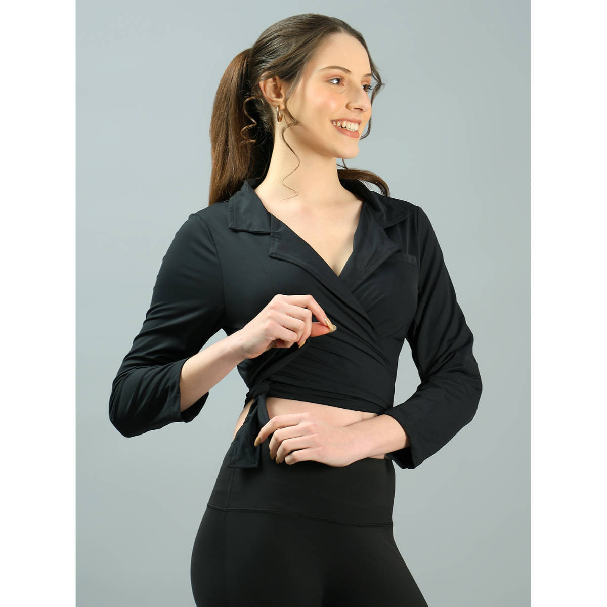 Women Active Swoosh Full Sleeve Jacket Black | JK12 - view 9