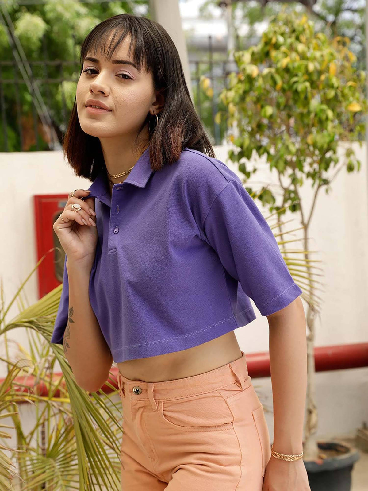 Solid Purple Polo T-Shirt | PW43 - view 2
