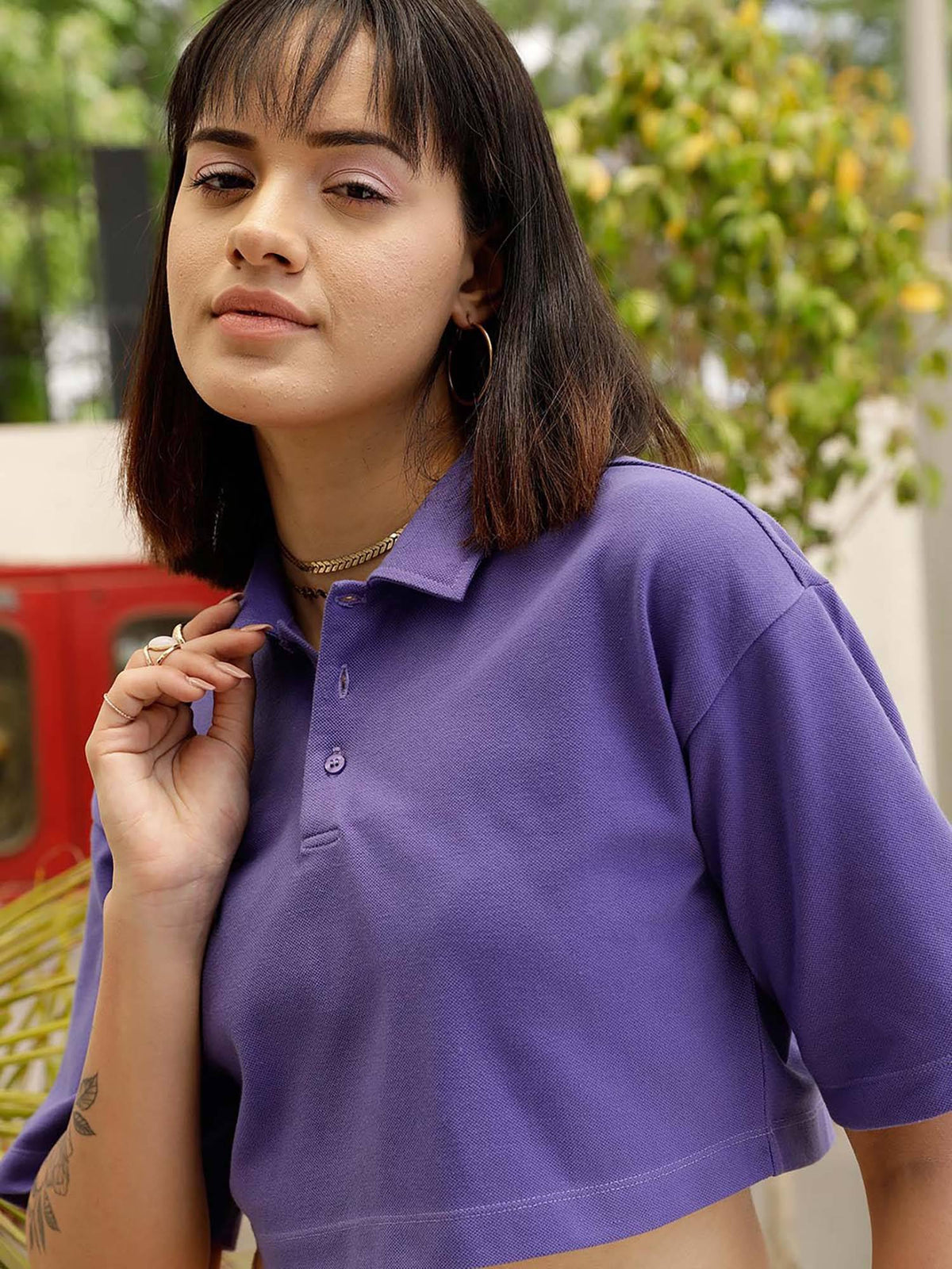 Solid Purple Polo T-Shirt | PW43 - view 3