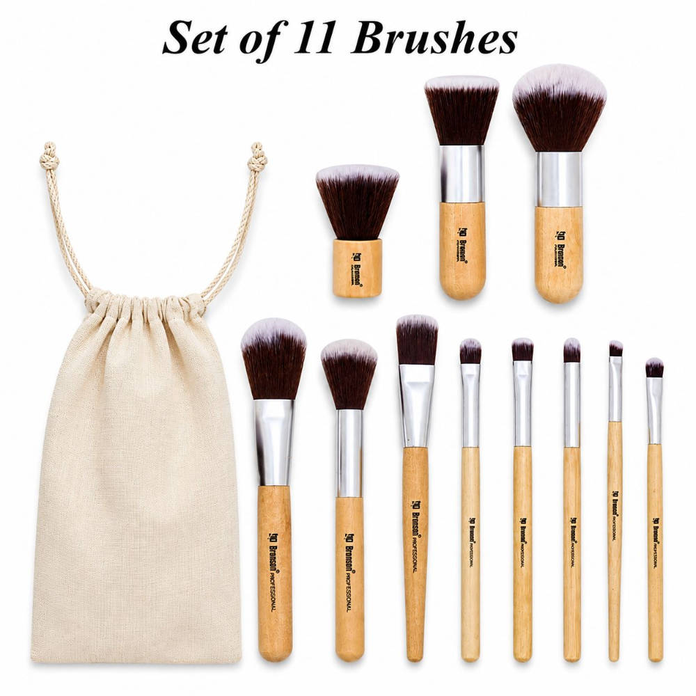 Makeup Brush Collection – 11 Pcs Synthetic Brushes with Storage Bag | T32 - view 1