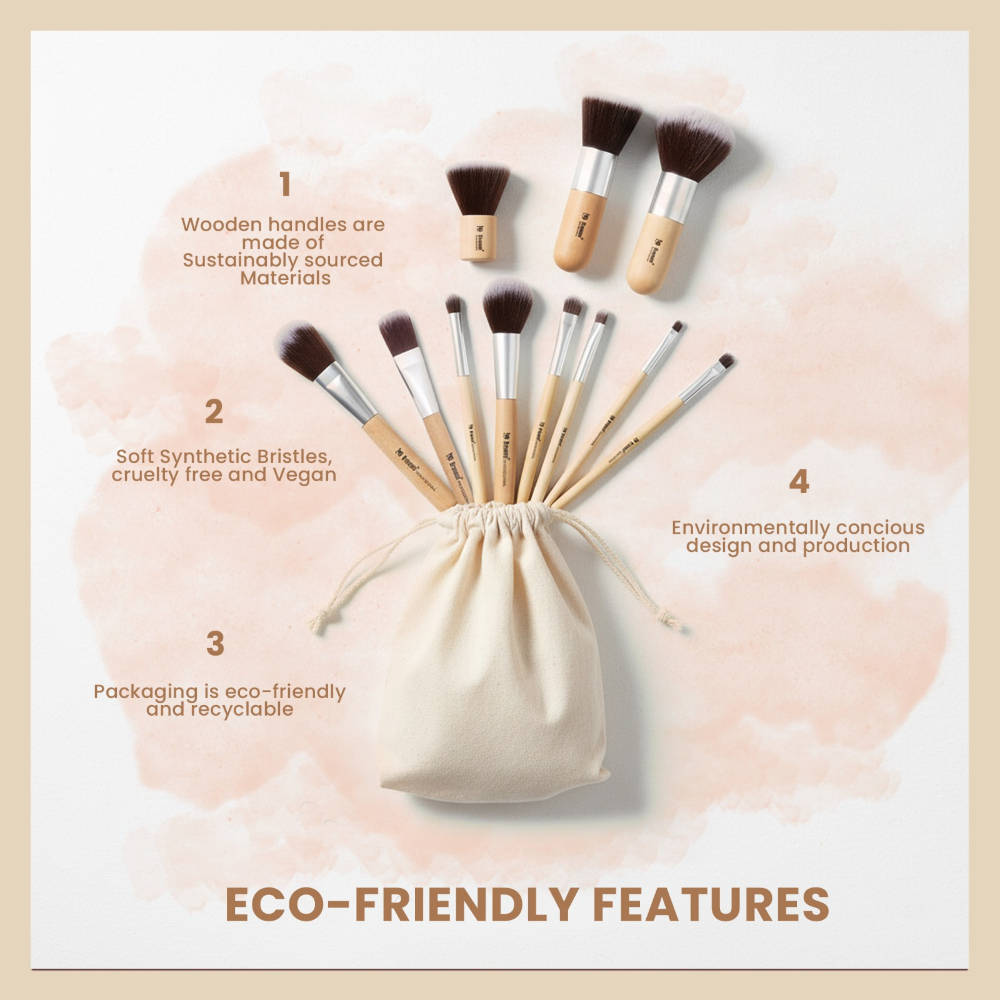 Makeup Brush Collection – 11 Pcs Synthetic Brushes with Storage Bag | T32 - view 3