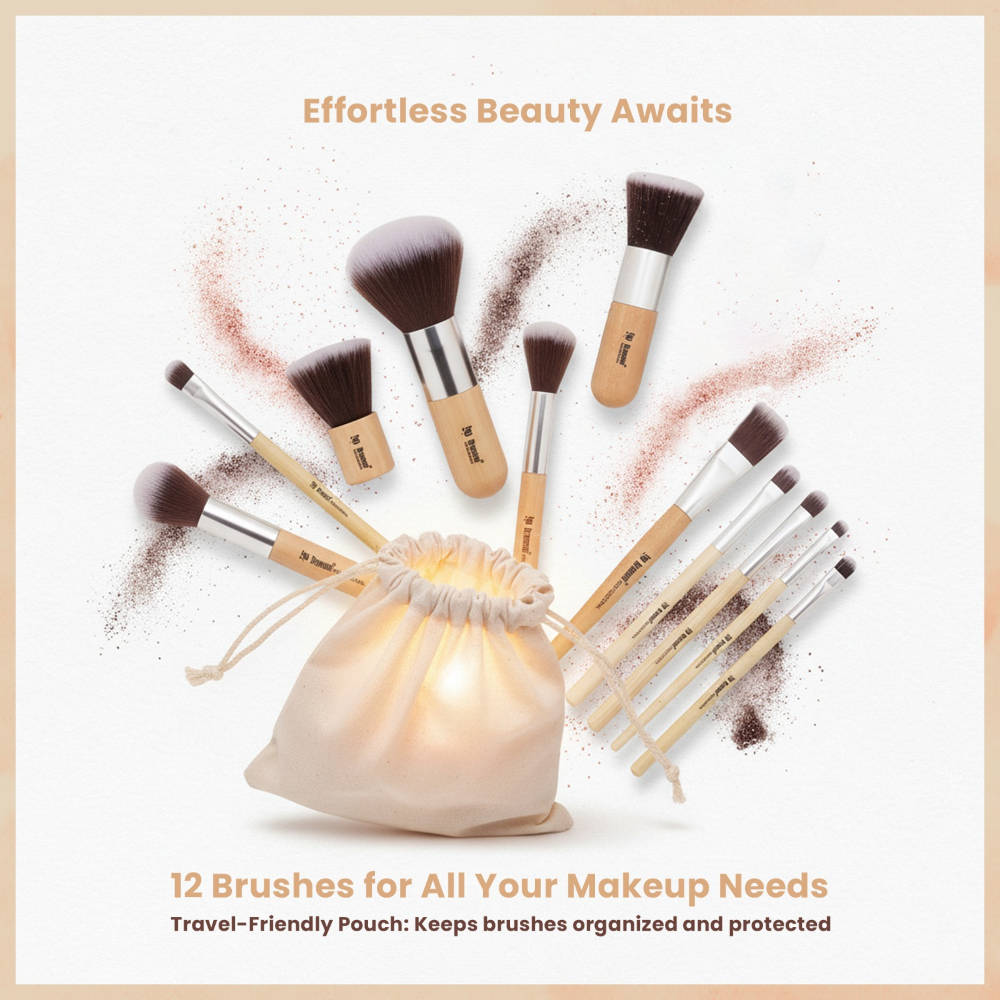 Makeup Brush Collection – 11 Pcs Synthetic Brushes with Storage Bag | T32 - view 5