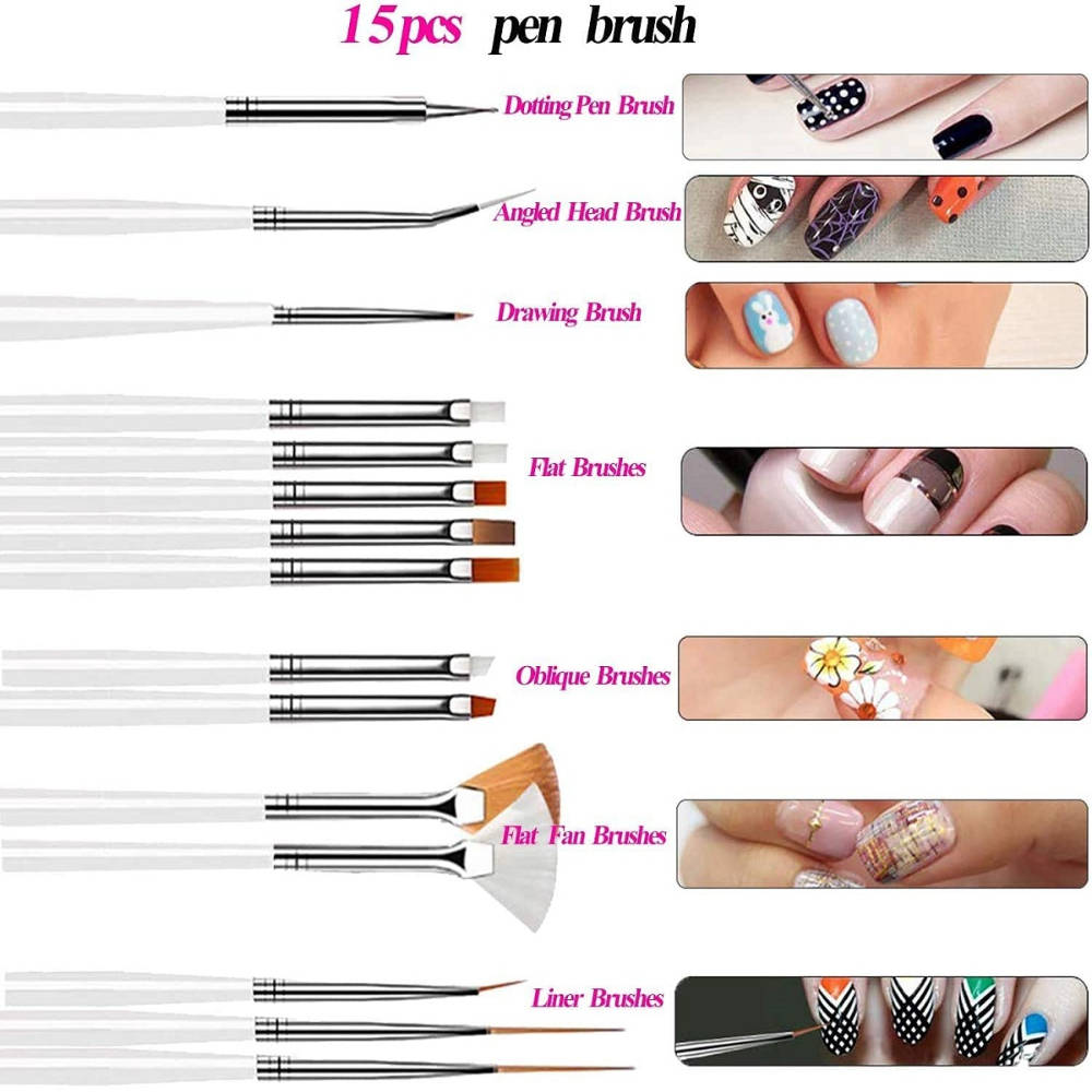 Nail Art Kit Brush Set Acrylic Uv Polish Brushes Tool Kit | T32 - view 2