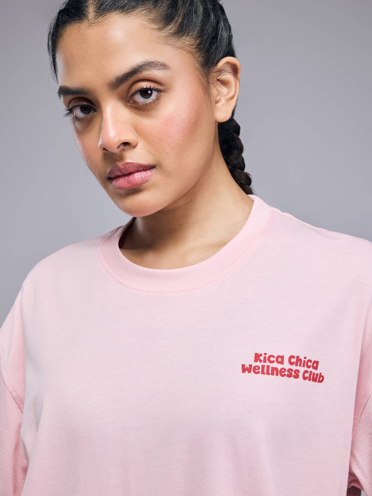 Cotton Oversized Printed Graphic Tshirt KIC012-Light Pink | TS56 - view 3