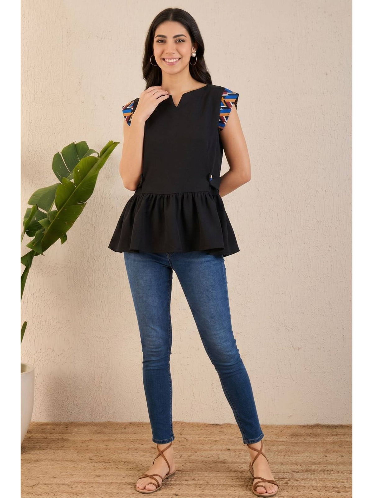 Black Peplum Top | pt51 - view 1