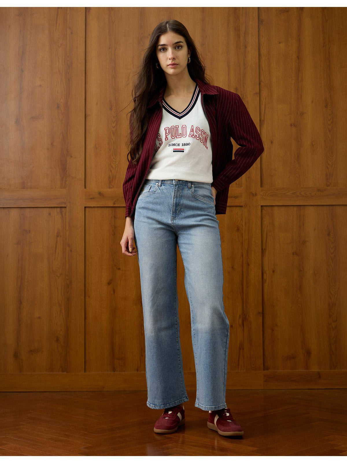 Women Blue Solid Wide Jeans | WL90 - view 3