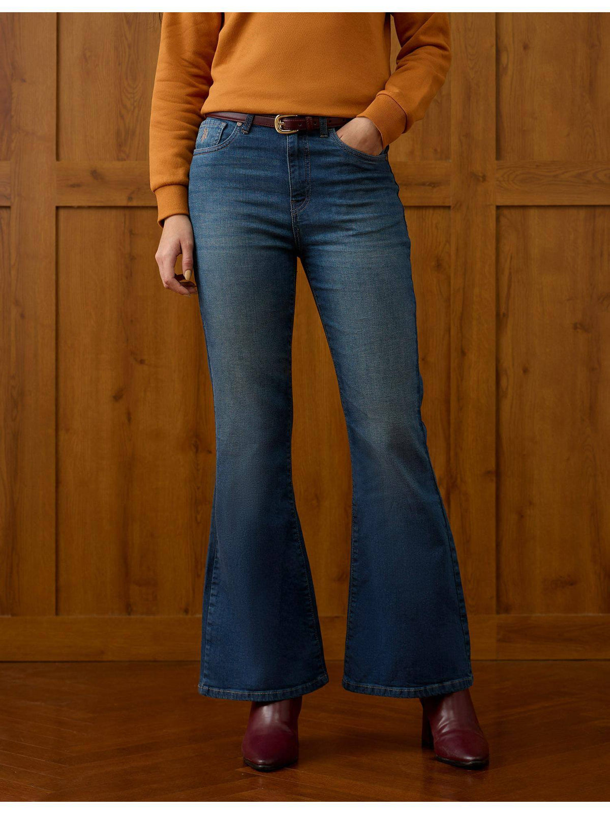 Women Blue High Rise Extreme Bootcut Fit Jeans | BT10 - view 1