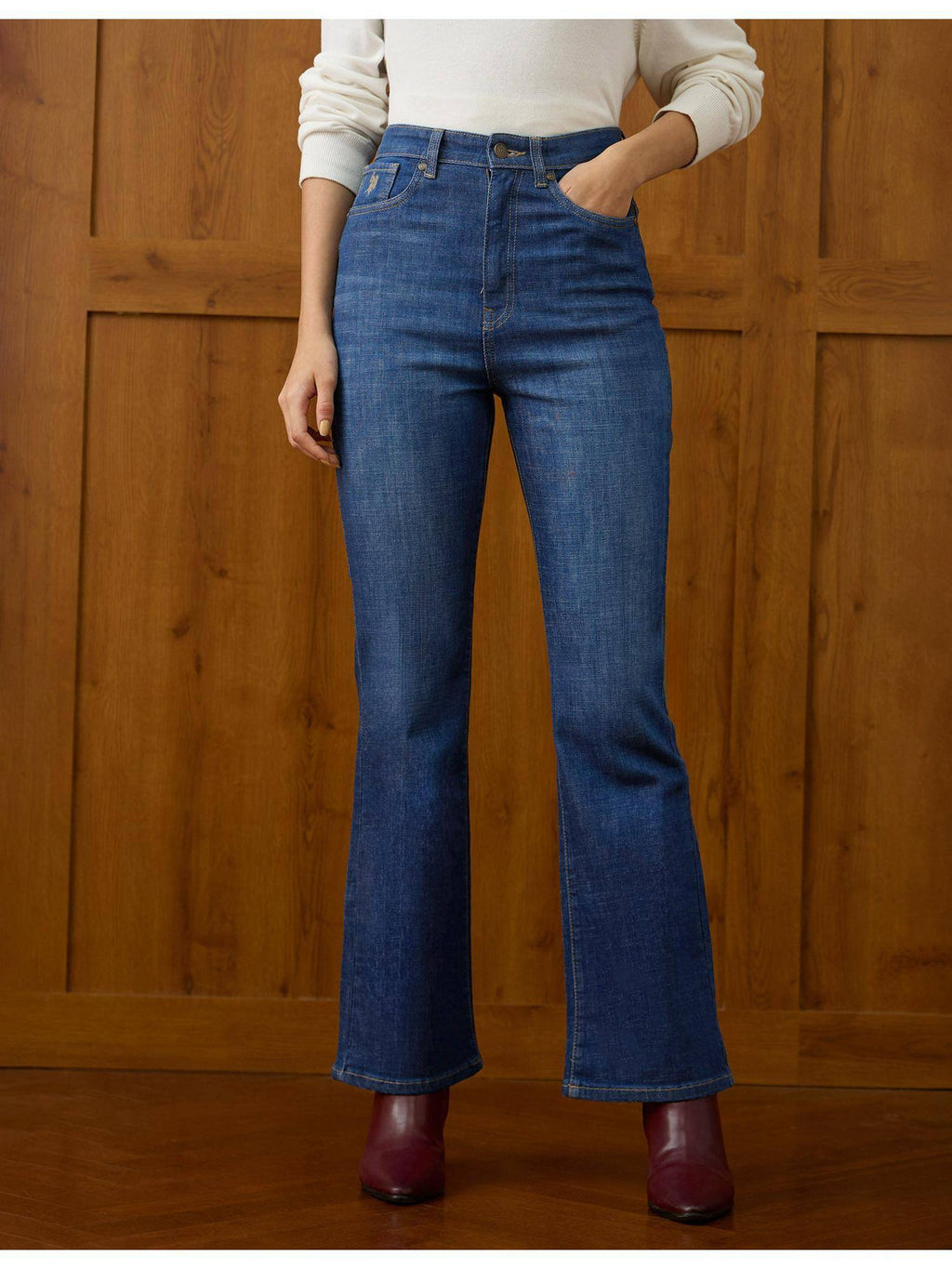 Women Blue Ultra-High Rise Bootcut Fit Jeans | BT10 - view 1