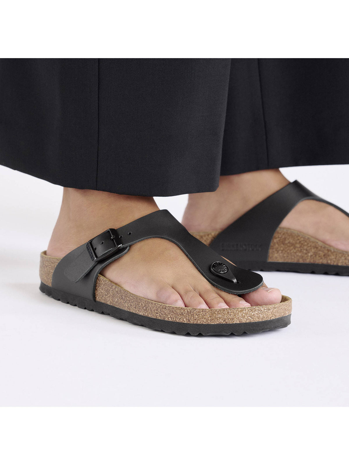 Gizeh Unisex Black Natural Leather Sandals | SD89 - view 2