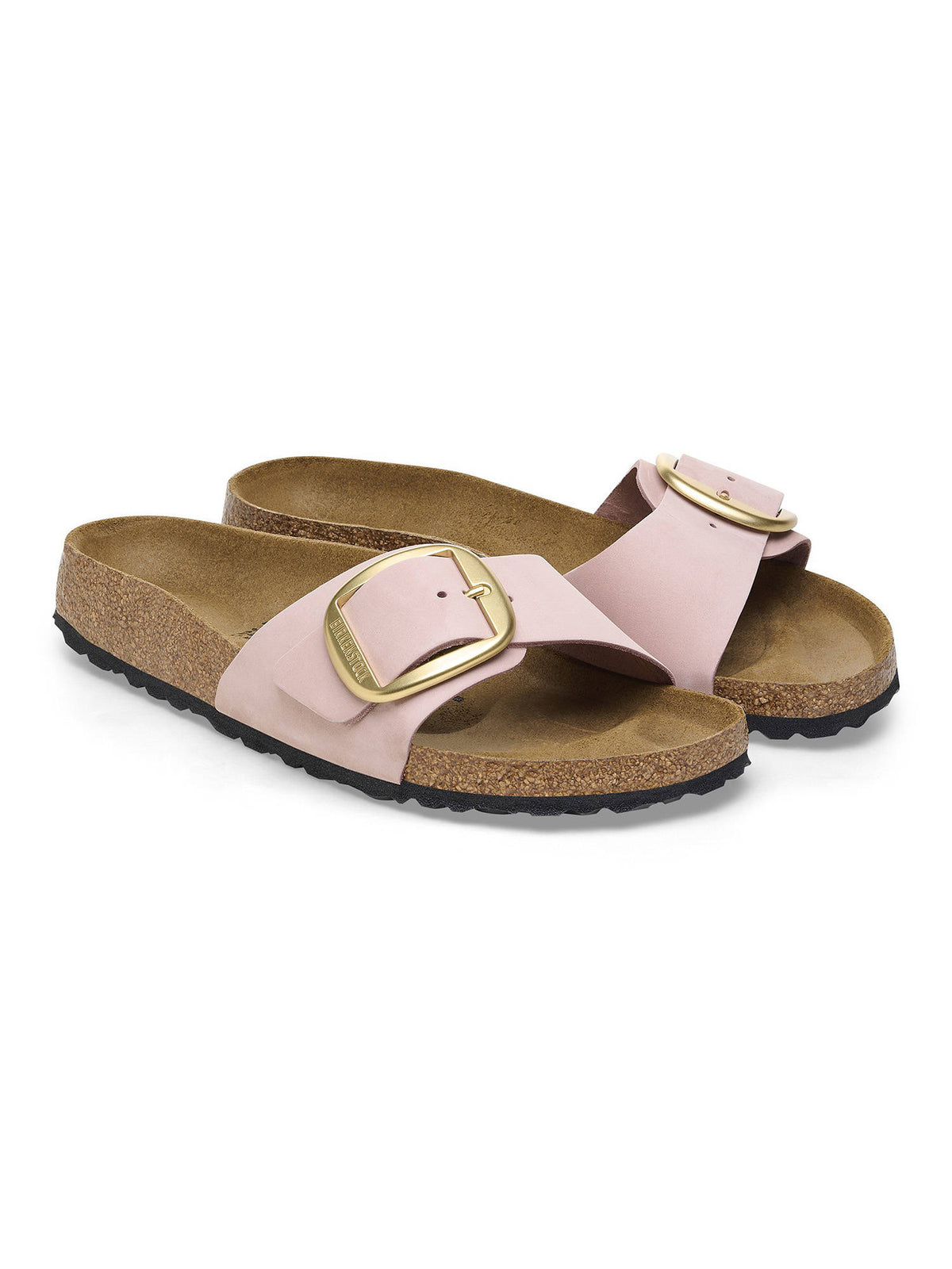 Madrid Big Buckle Women Soft Pink Nubuck Leather One Strap Sandals | SD89 - view 1