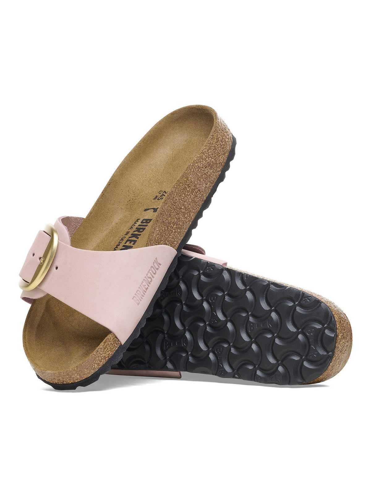 Madrid Big Buckle Women Soft Pink Nubuck Leather One Strap Sandals | SD89 - view 3