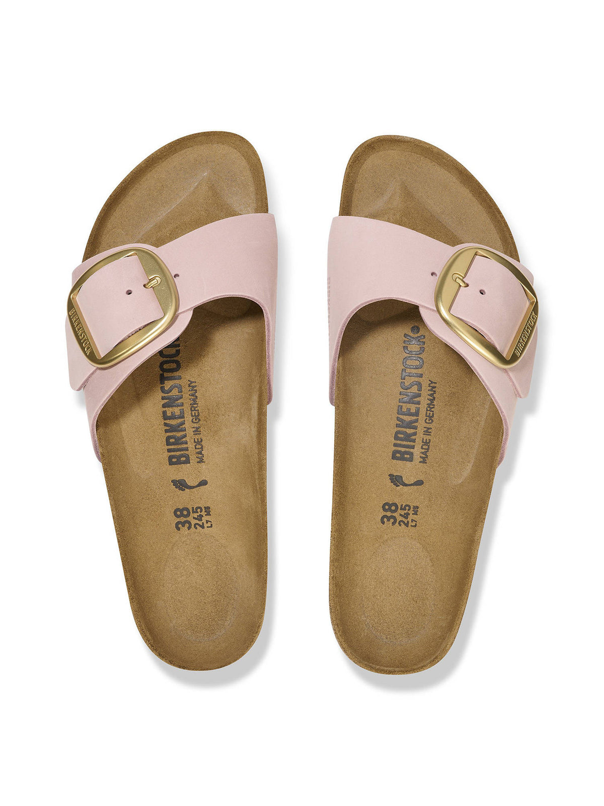 Madrid Big Buckle Women Soft Pink Nubuck Leather One Strap Sandals | SD89 - view 4