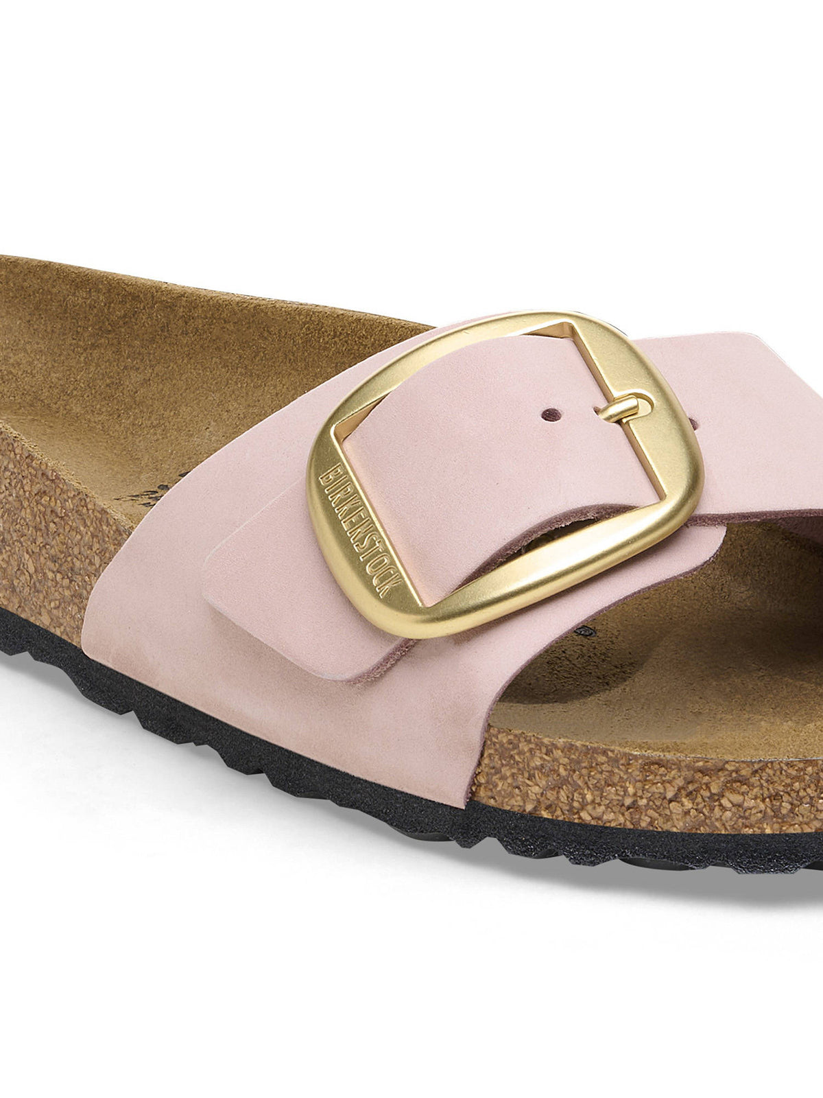Madrid Big Buckle Women Soft Pink Nubuck Leather One Strap Sandals | SD89 - view 5