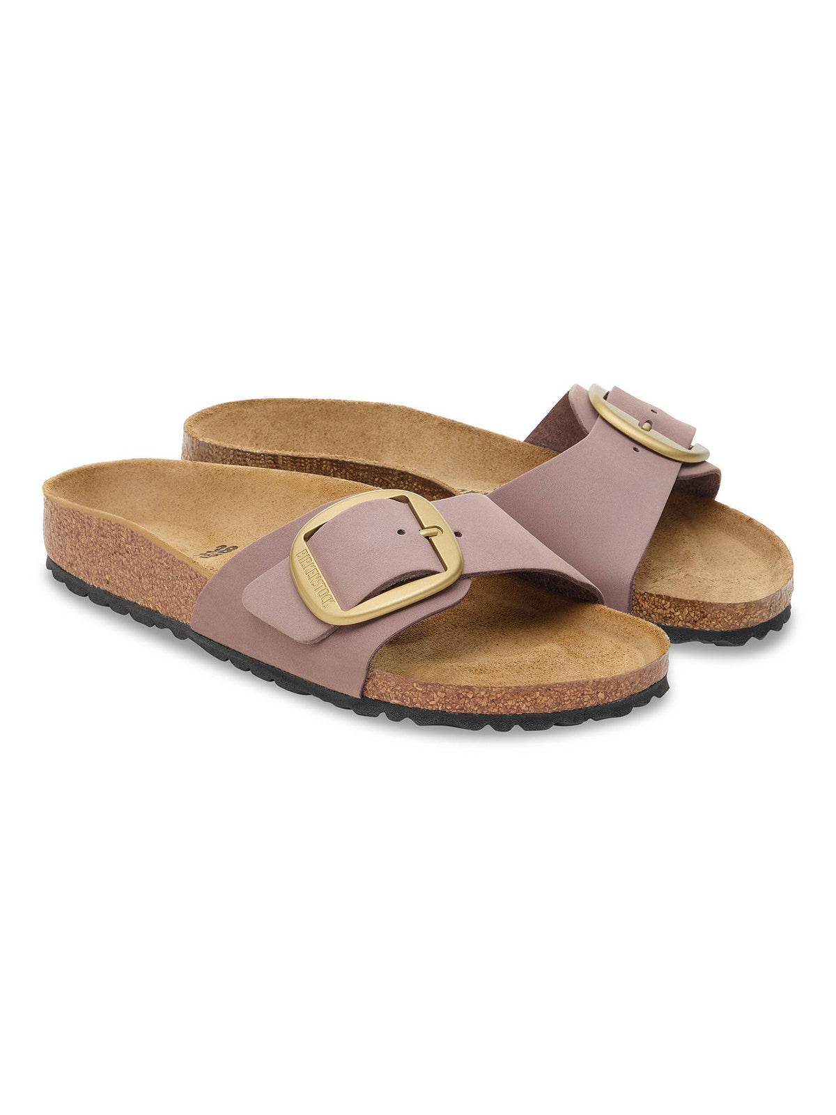 Madrid Big Buckle Women Soft Pink Nubuck Leather One Strap Sandals | SD89 - view 9