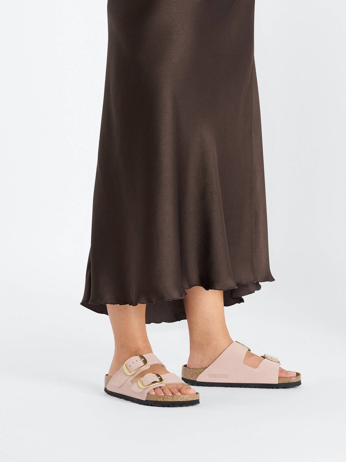 Arizona Big Buckle Women Soft Pink Nubuck Leather Two Strap Sandals | SD89 - view 2