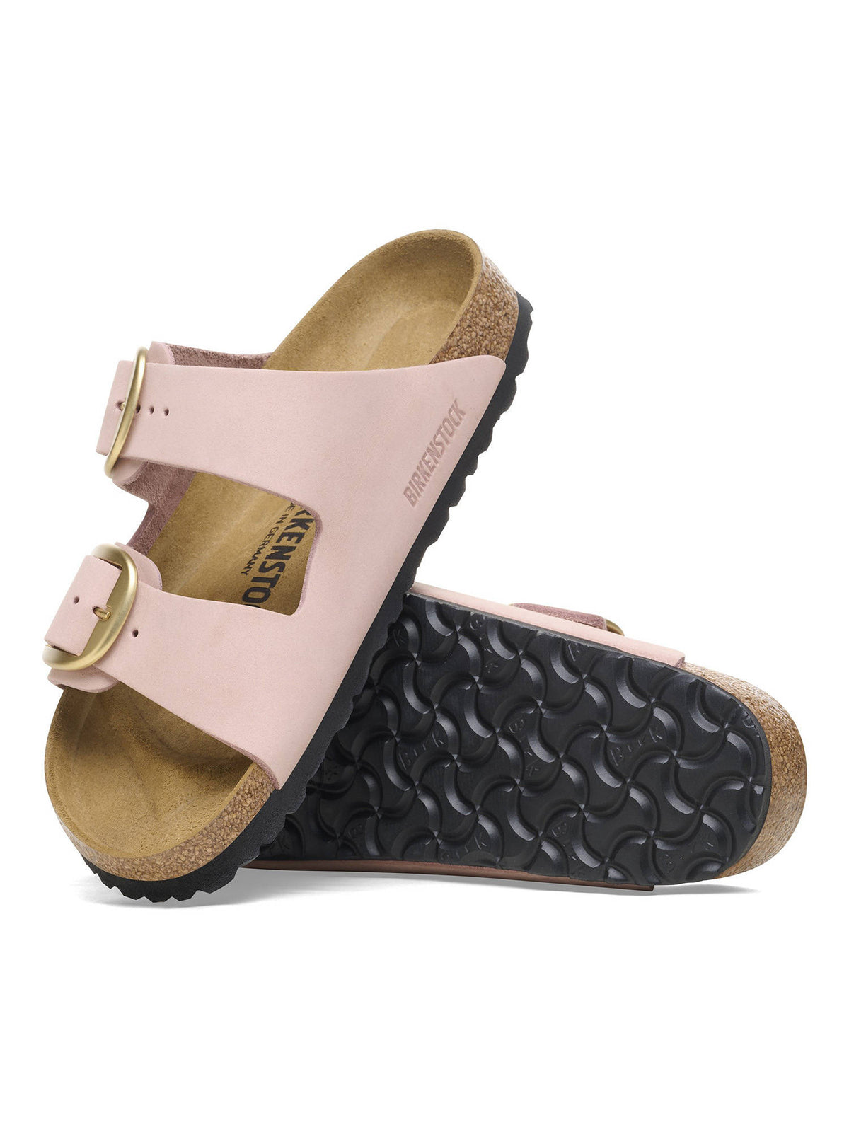 Arizona Big Buckle Women Soft Pink Nubuck Leather Two Strap Sandals | SD89 - view 3