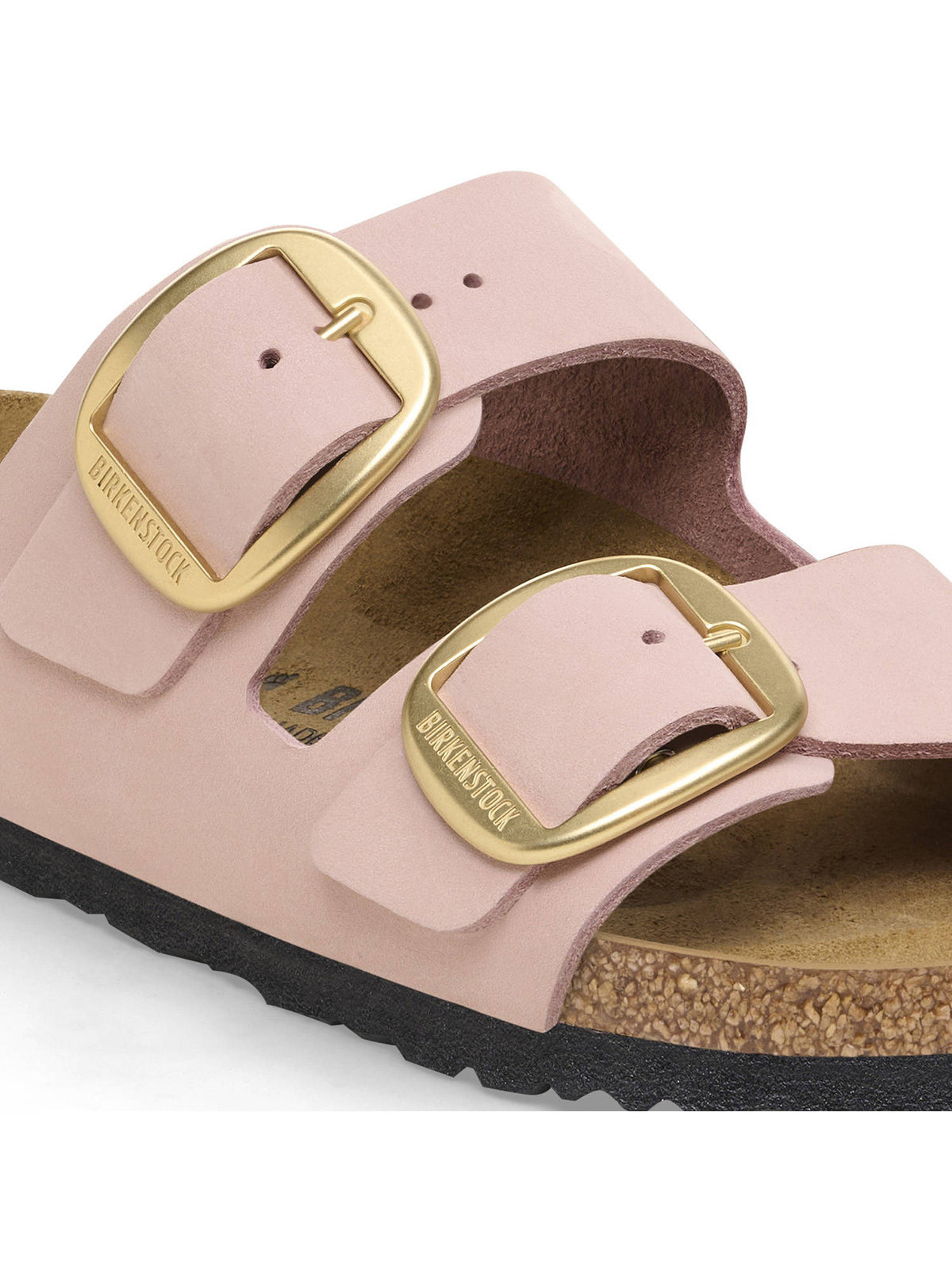 Arizona Big Buckle Women Soft Pink Nubuck Leather Two Strap Sandals | SD89 - view 5