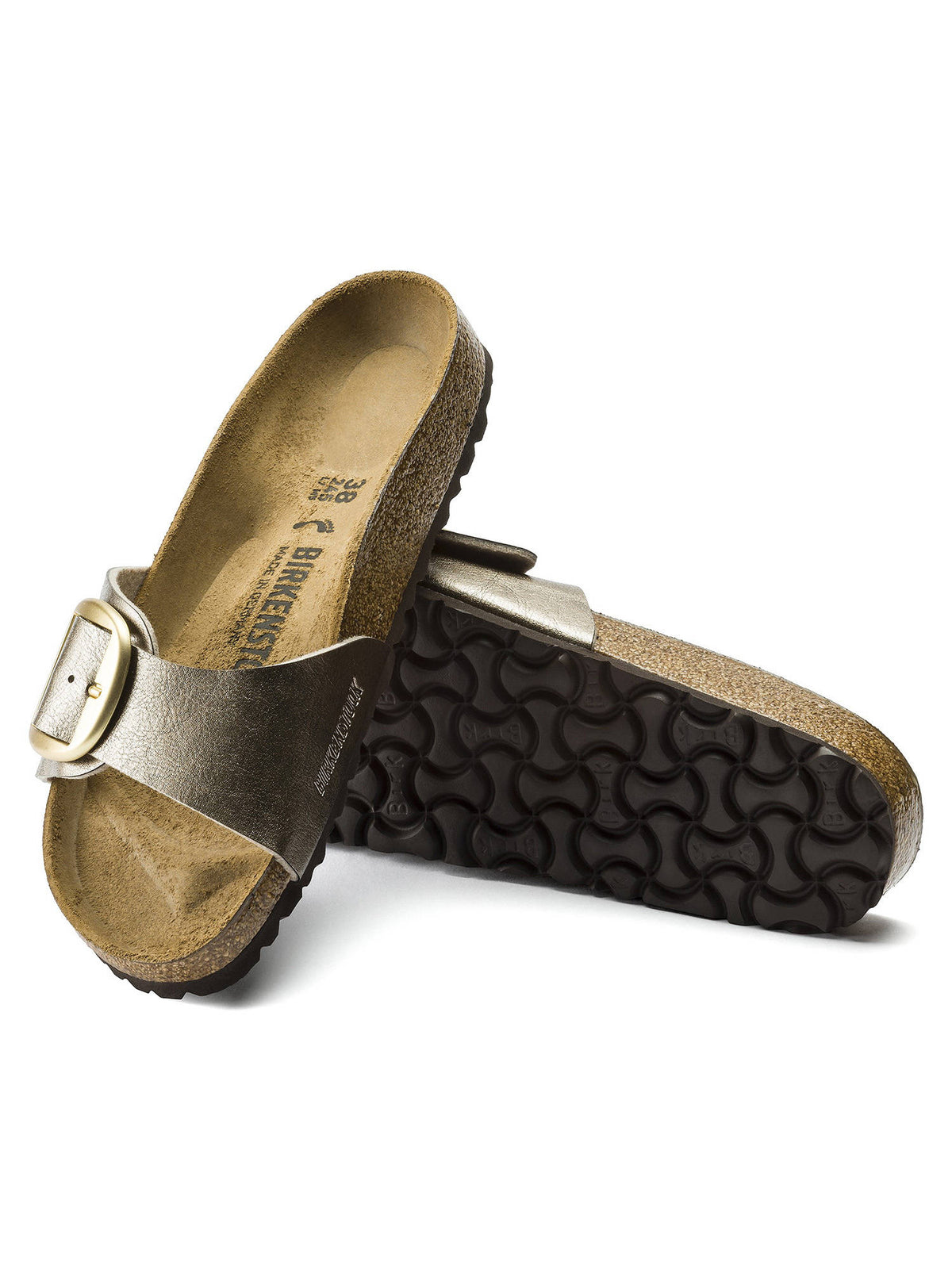 Madrid Big Buckle Birko-Flor Brown Narrow Women Sandals | SD89 - view 3
