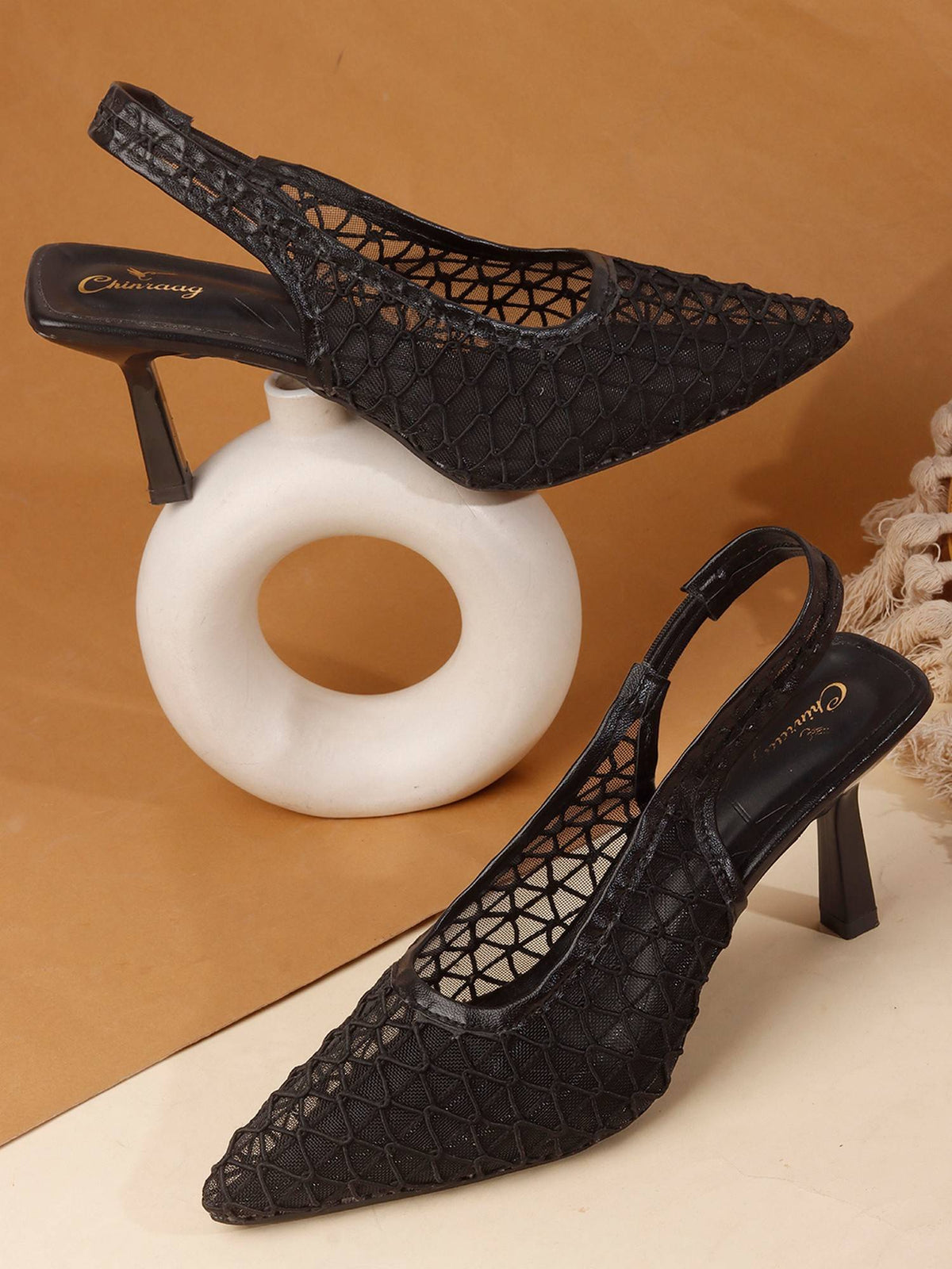 Women Black Pointed Toe Stiletto Heels | H78 - view 2