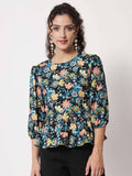 Women's Black Peplum Top | pt51 - view 1