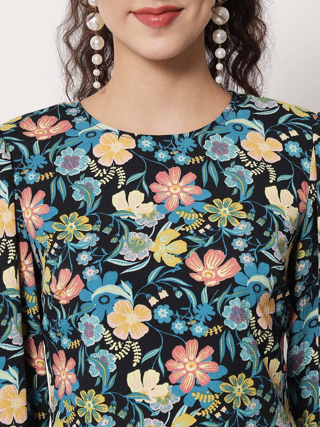 Women's Black Peplum Top | pt51 - view 6