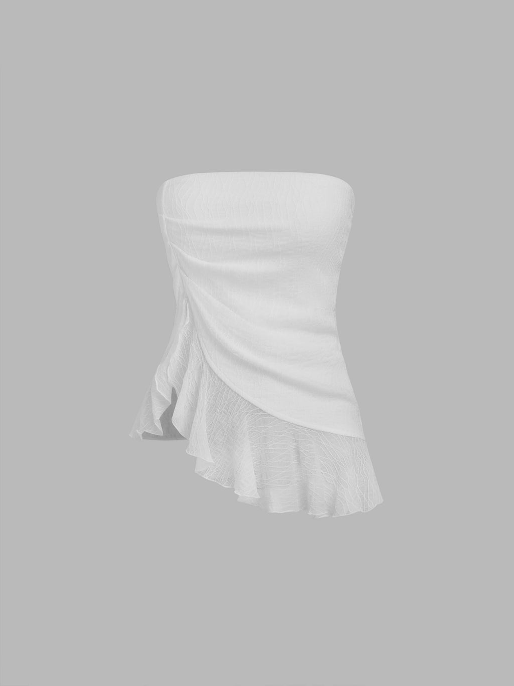 Mesh Texture Drawstring Ruffle Bandeau Top | TT90 - view 10