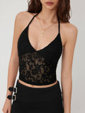 Lace Halter Neckline Floral Cami Top | TT98 - view 1