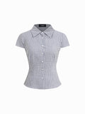 100% Cotton Tartan Short Sleeve Blouse | S67 - view 1
