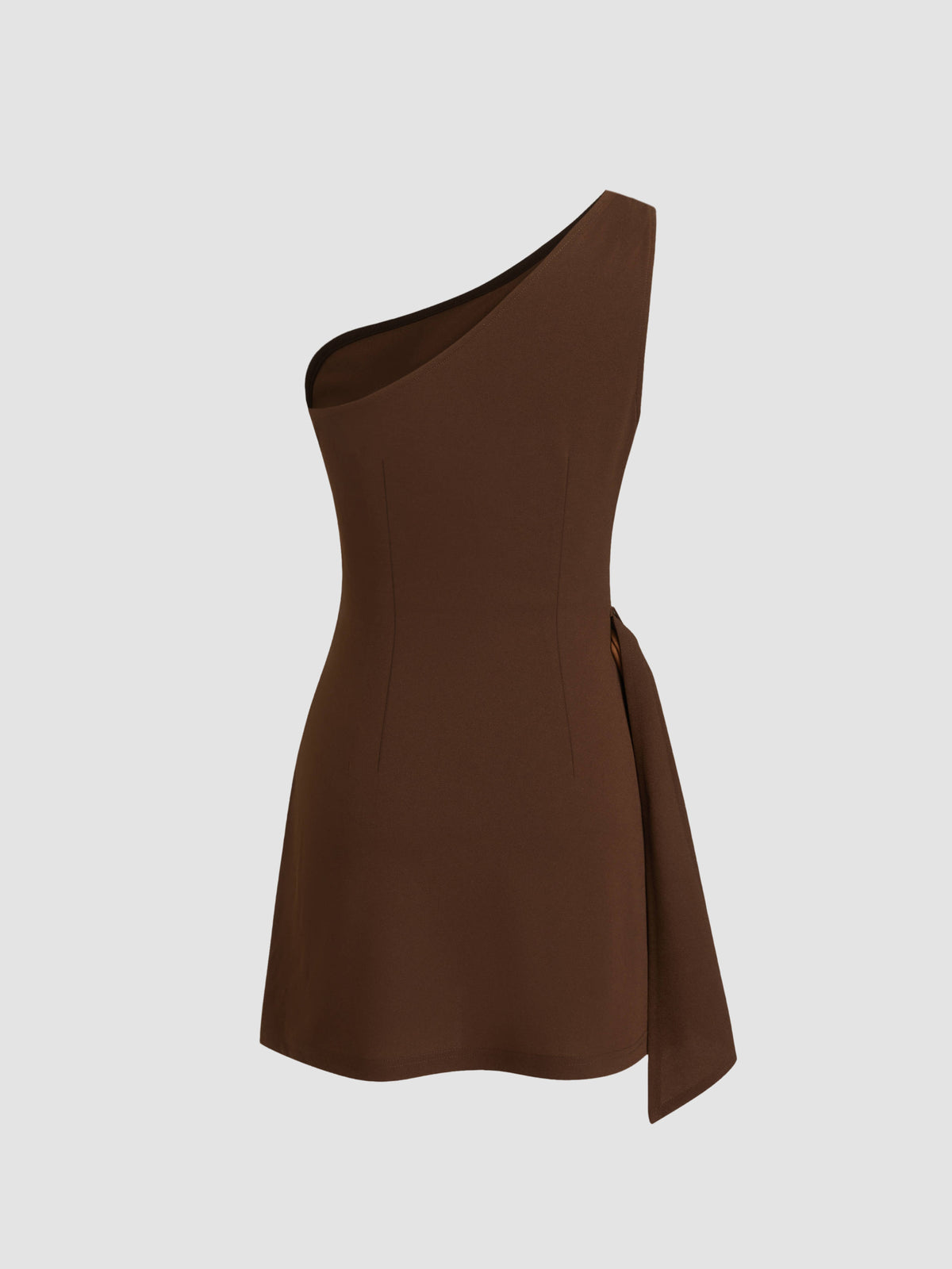 Asymmetrical Neck Metal Detail Draped Mini Dress | D56 - view 2