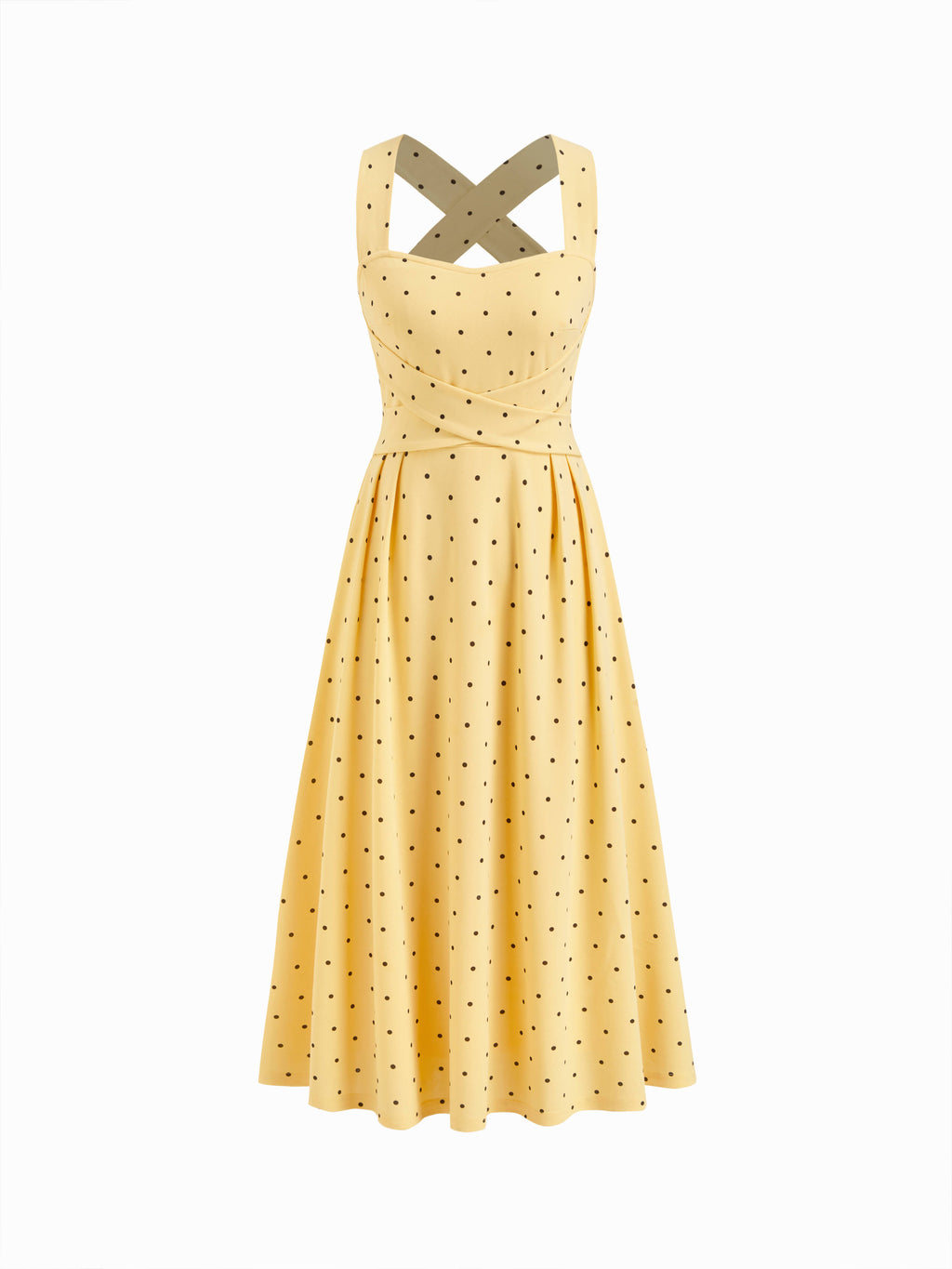 Square Neck Polka Dot Ruffle Criss Cross Dress | D56 - view 9