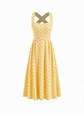 Square Neck Polka Dot Ruffle Criss Cross Dress | D56 - view 9