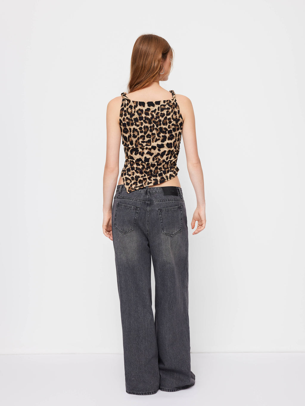 Leopard Boat Neck Ruched Asymmetrical Hem Tank Top | TT98 - view 12