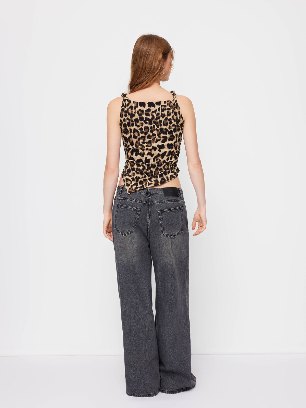 Leopard Boat Neck Ruched Asymmetrical Hem Tank Top | TT98 - view 12