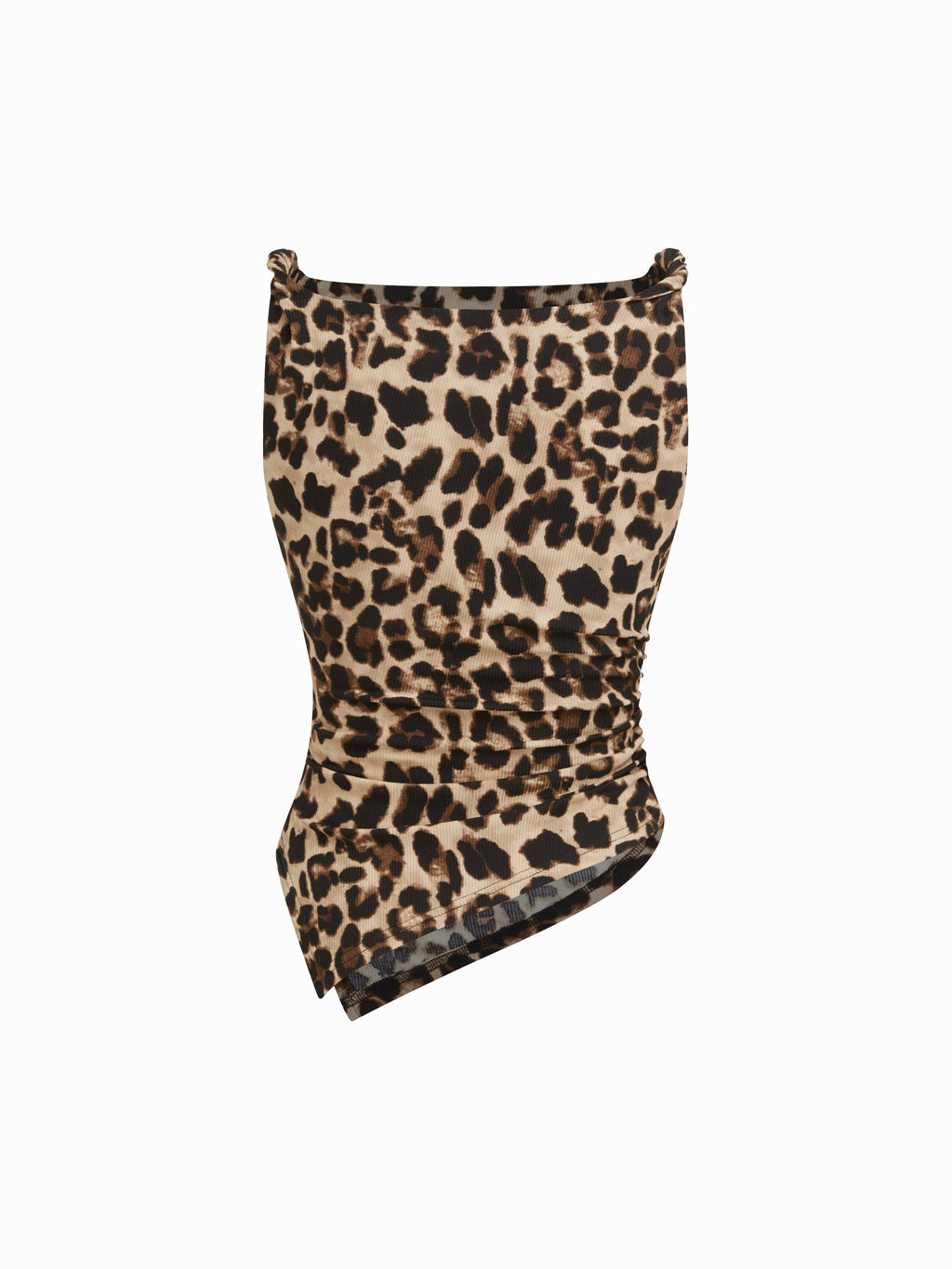 Leopard Boat Neck Ruched Asymmetrical Hem Tank Top | TT98 - view 16