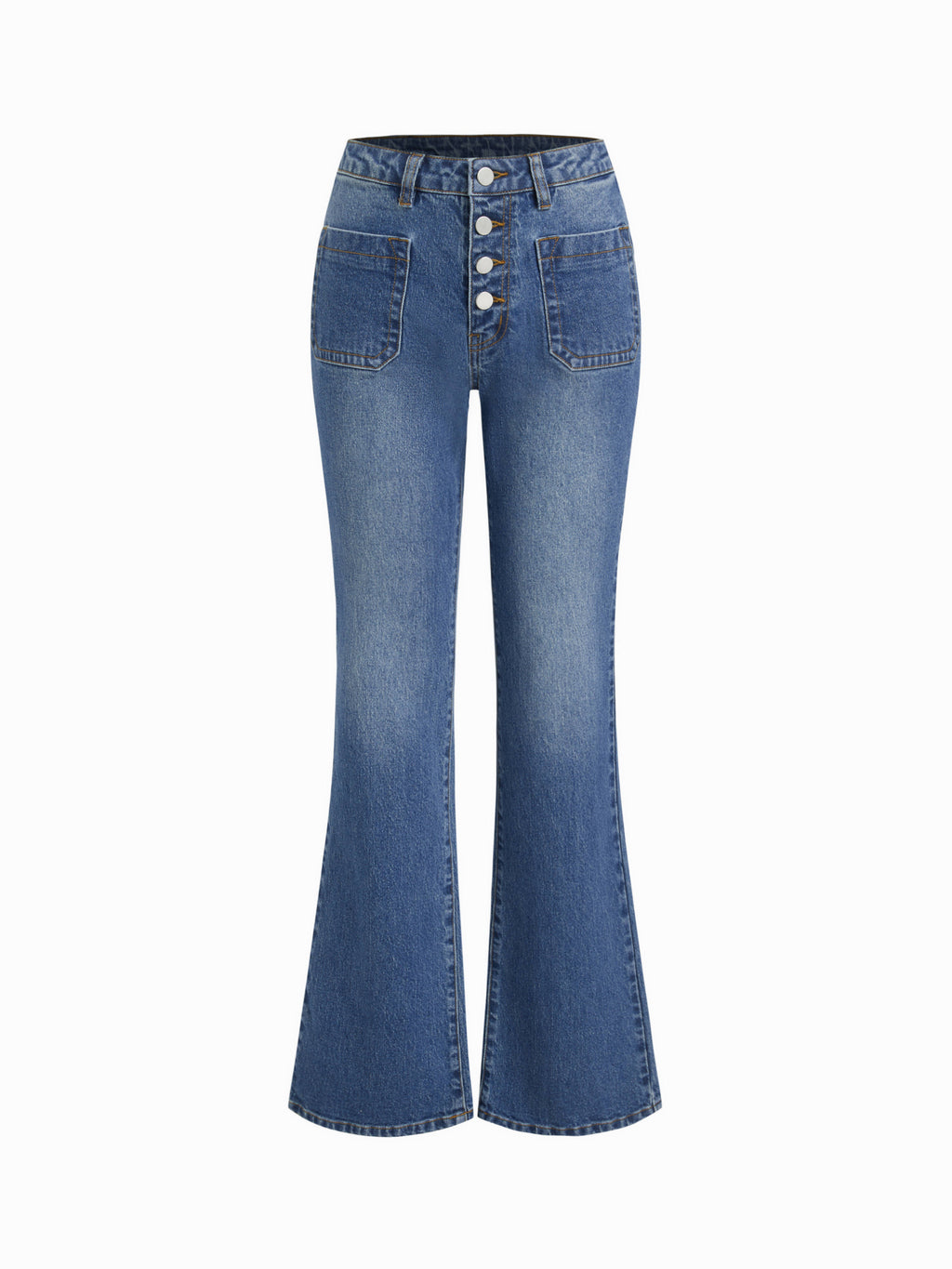 Stretch Denim Mid Rise Multi Button Bootcut Jeans | BT10 - view 1