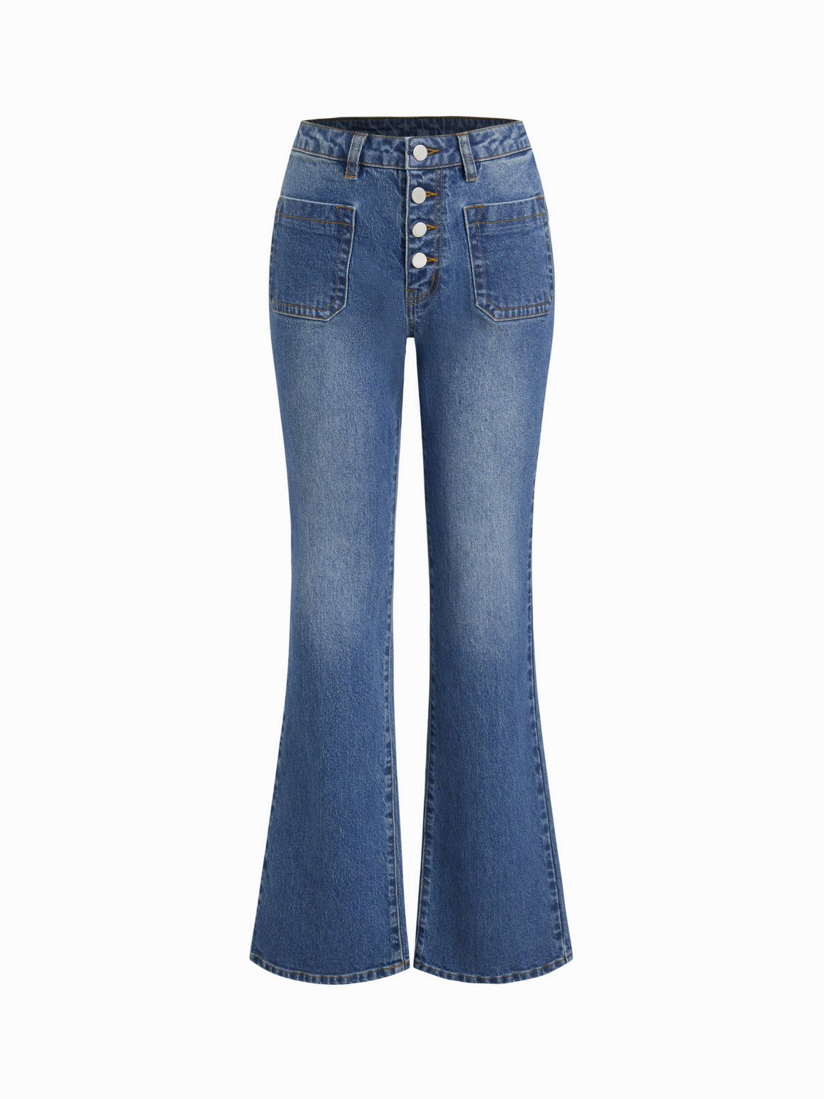 Stretch Denim Mid Rise Multi Button Bootcut Jeans | BT10 - view 1