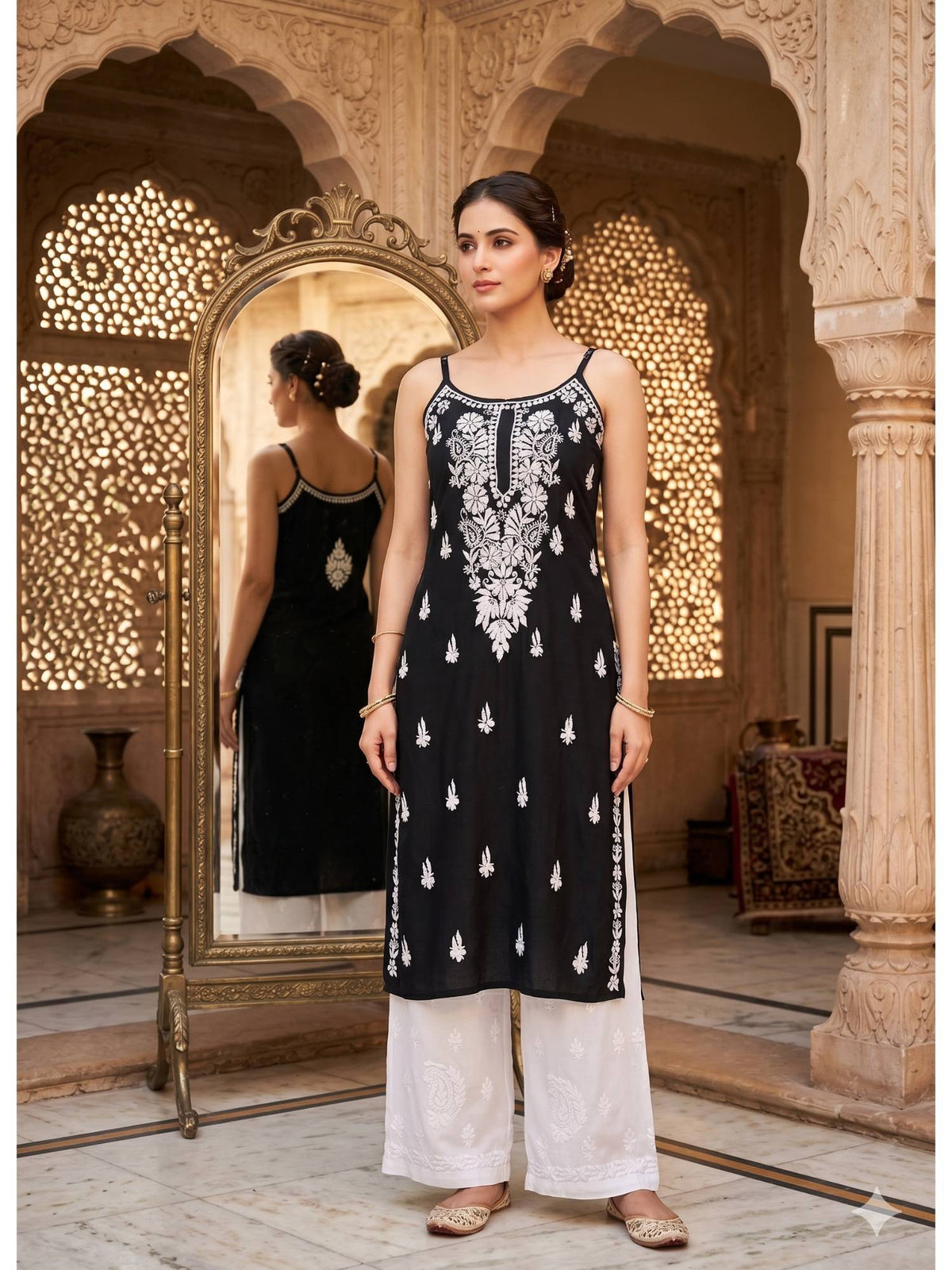 White Viscose Rayon Embroidered Kurta | U3S - view 6