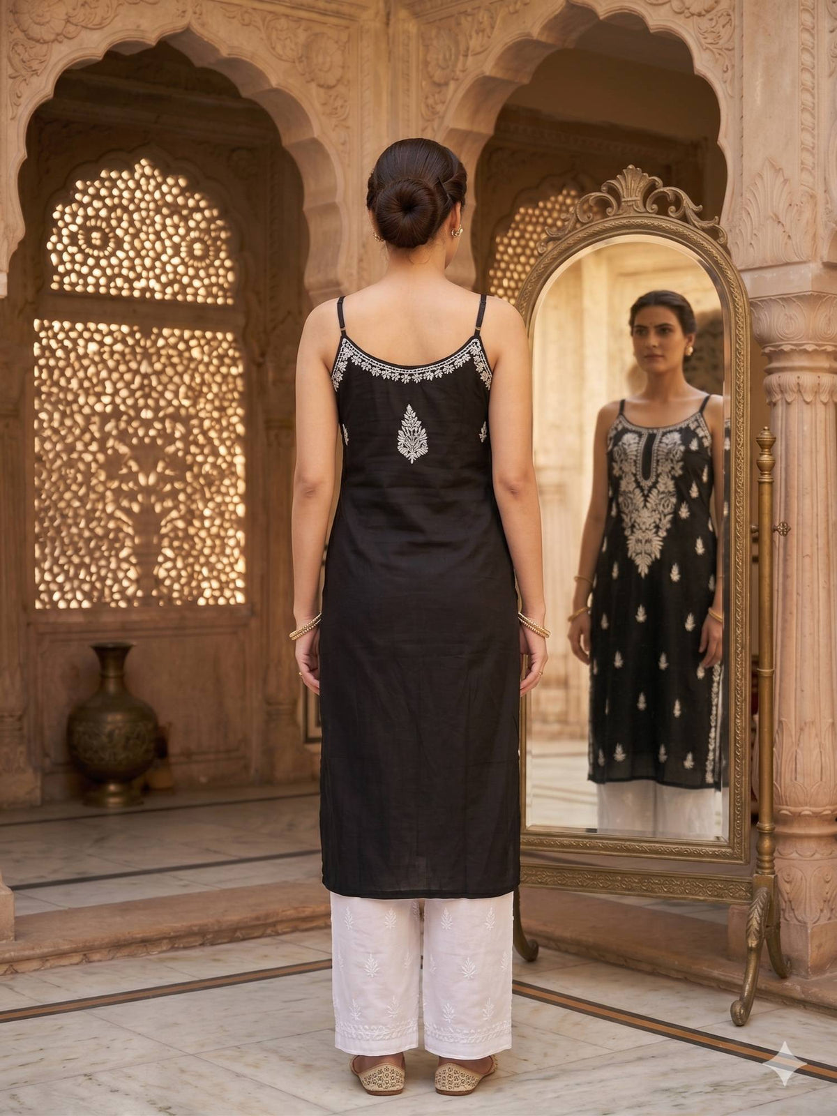 White Viscose Rayon Embroidered Kurta | U3S - view 7