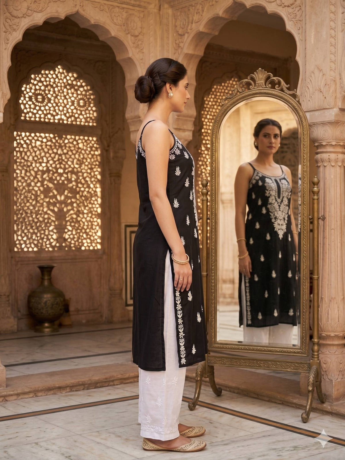 White Viscose Rayon Embroidered Kurta | U3S - view 8