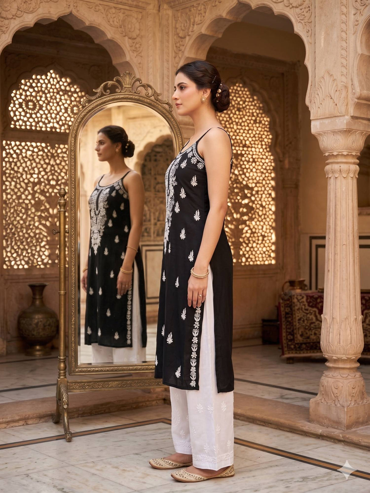 White Viscose Rayon Embroidered Kurta | U3S - view 9