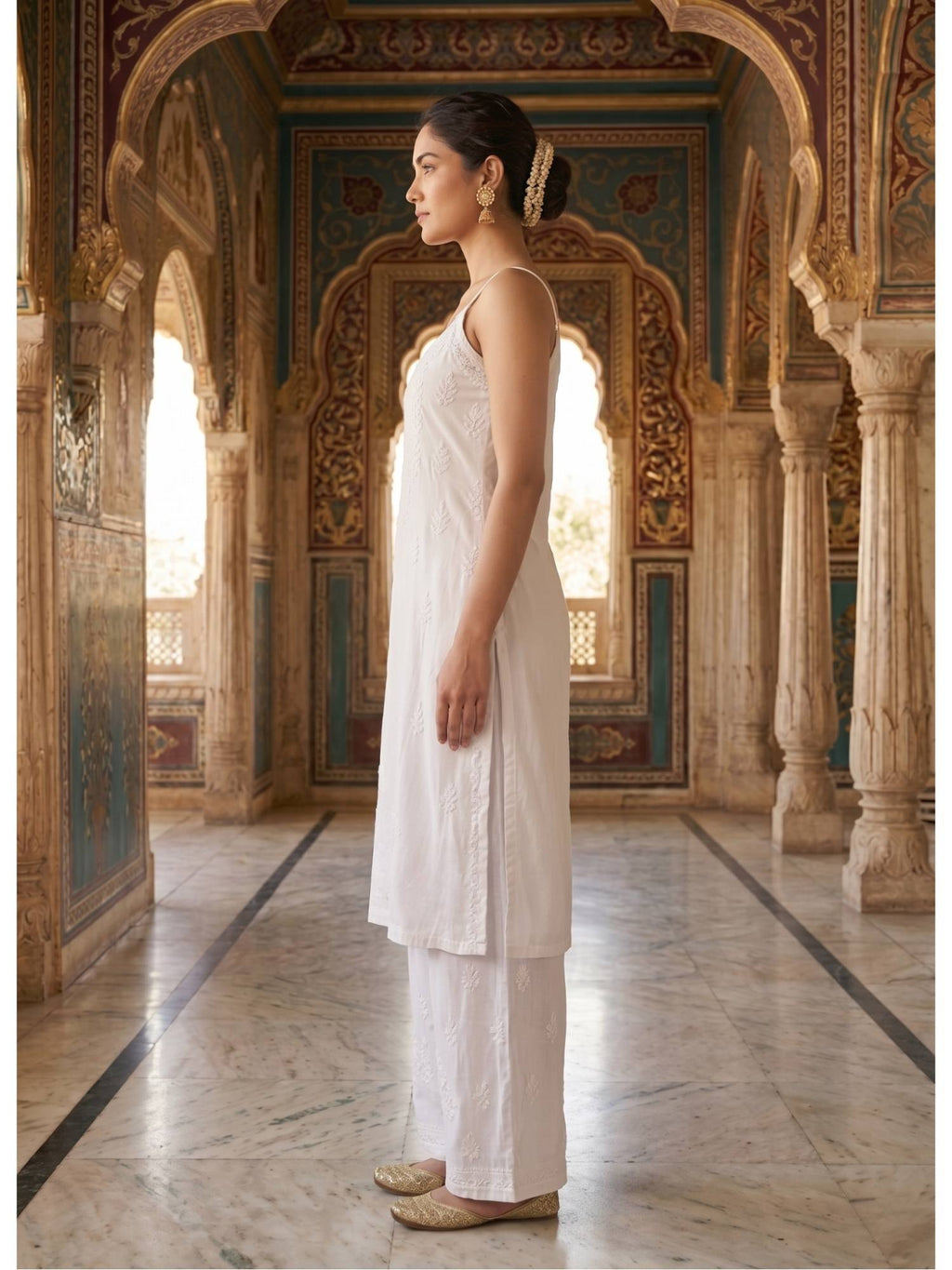 White Viscose Rayon Embroidered Kurta | U3S - view 4