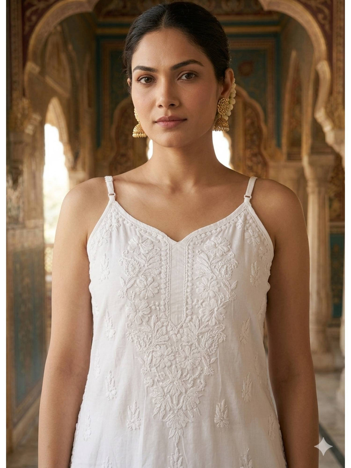 White Viscose Rayon Embroidered Kurta | U3S - view 5