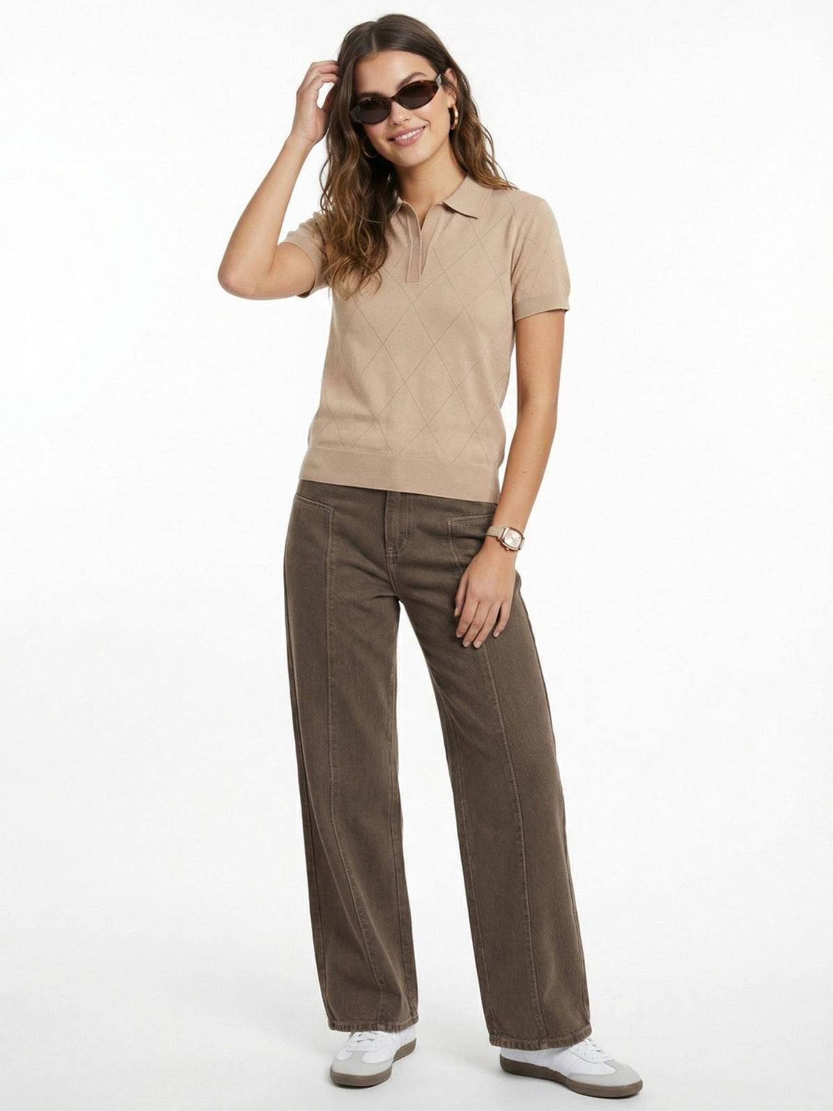 Elite Diamond Beige Regular Fit Polo T-Shirt | TS56 - view 6