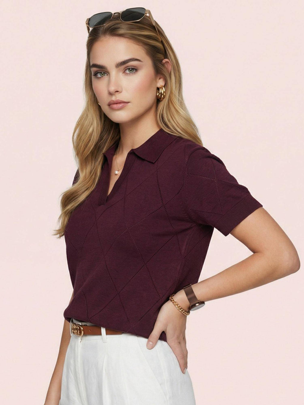 Elite Diamond Wine Regular Fit Polo T-Shirt | TS56 - view 3