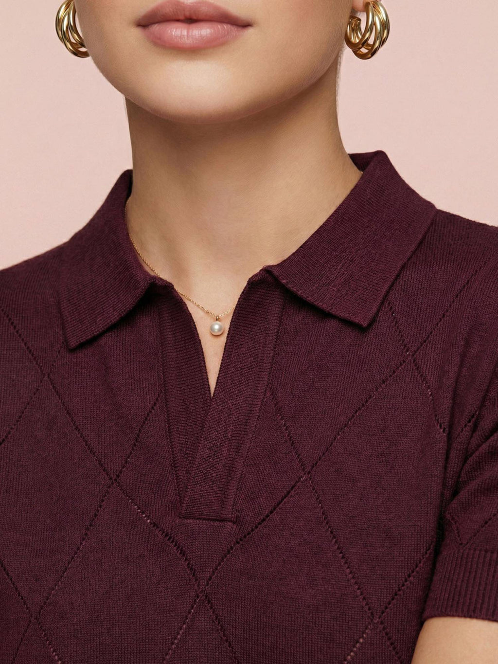 Elite Diamond Wine Regular Fit Polo T-Shirt | TS56 - view 5