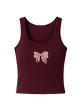 Maroon Ribbon Bow Tank Top | TT98 - view 1