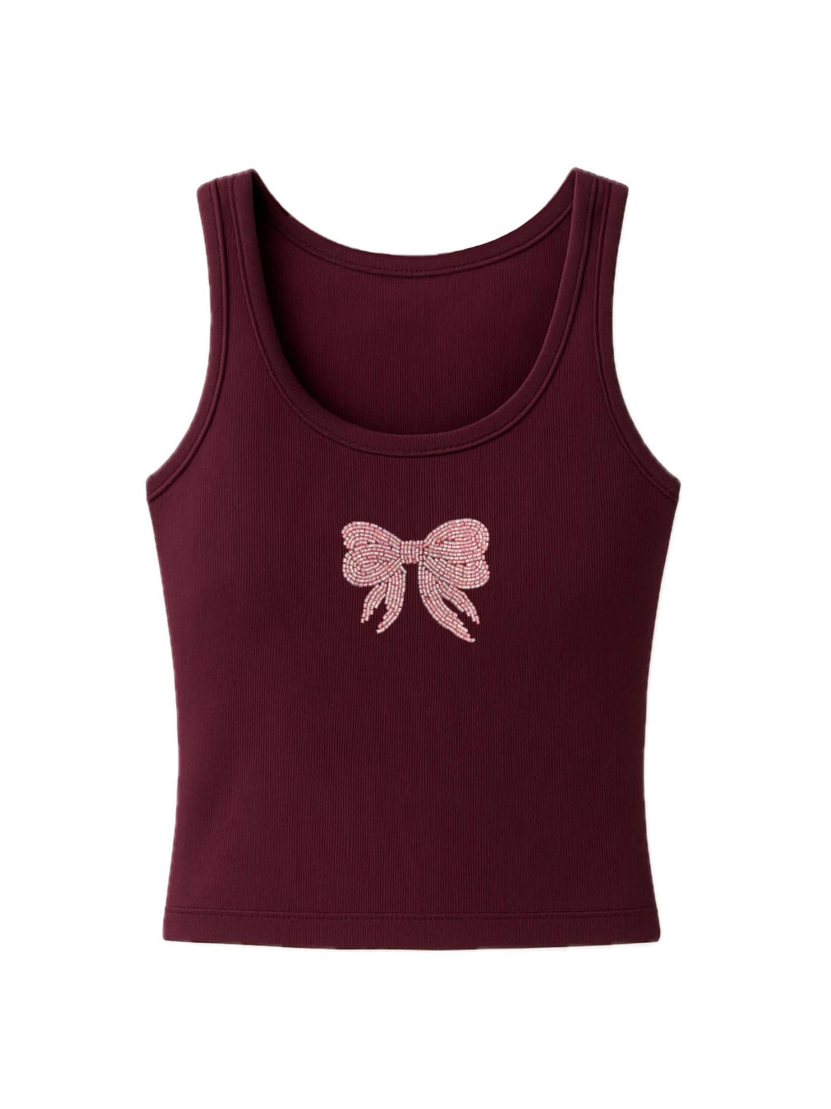 Maroon Ribbon Bow Tank Top | TT98 - view 1