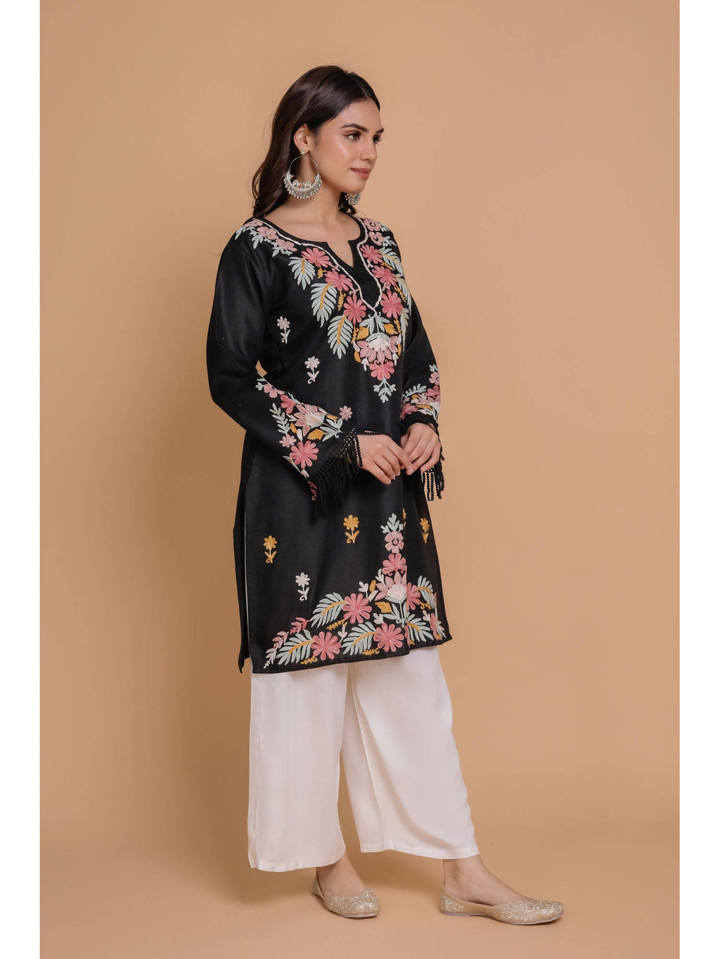 Falak Kashmiri Short Kurta - Black | KDG - view 3
