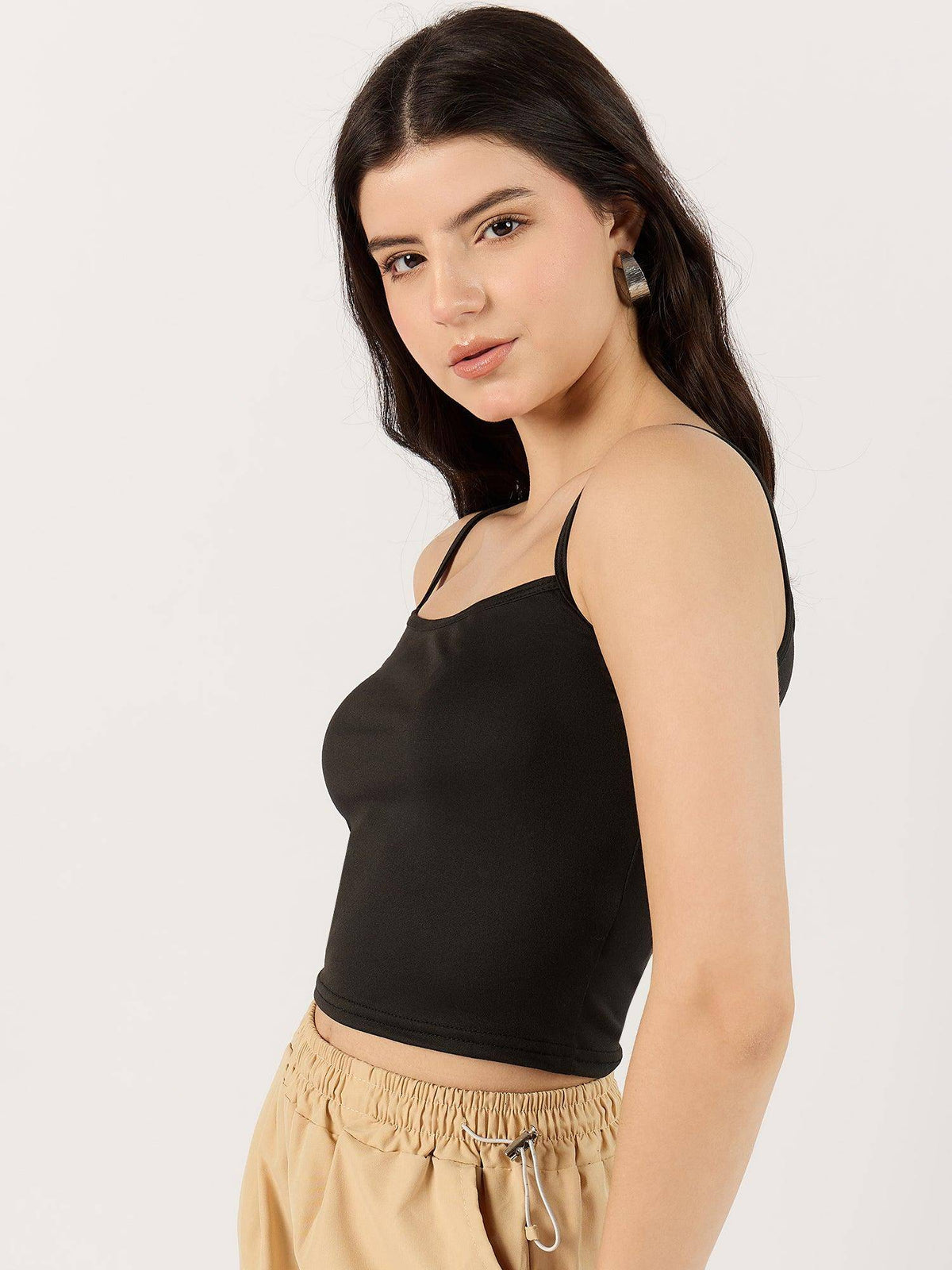 Solid Black Basic Cami Street Style Top | TT98 - view 4