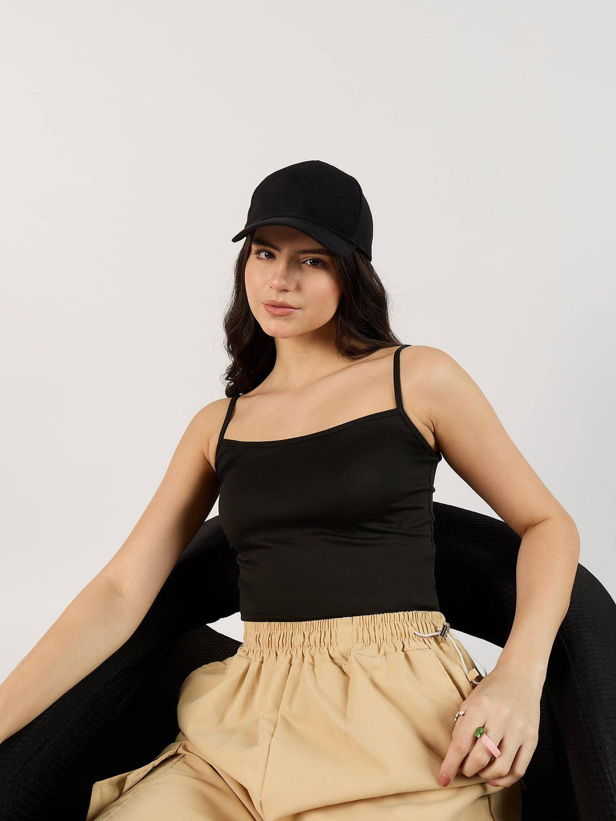 Solid Black Basic Cami Street Style Top | TT98 - view 6